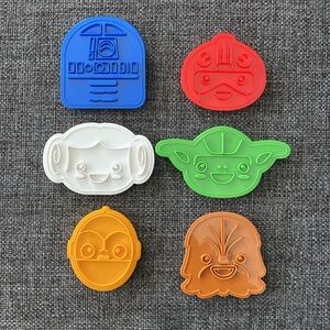 Cute Star Wars Cookie Cutters, Luke, Yoda, Leia, Chewie, C3PO, R2D2
